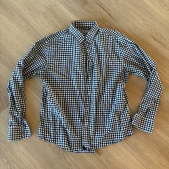 Untuckit Blue Black Gingham Button Up Shirt Large - Picture 1 of 7